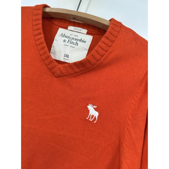 Abercrombie & Fitch Muscle Mens V-Neck Pullover Sweater Sz.XXL/Orange/ see note! - Picture 1 of 8